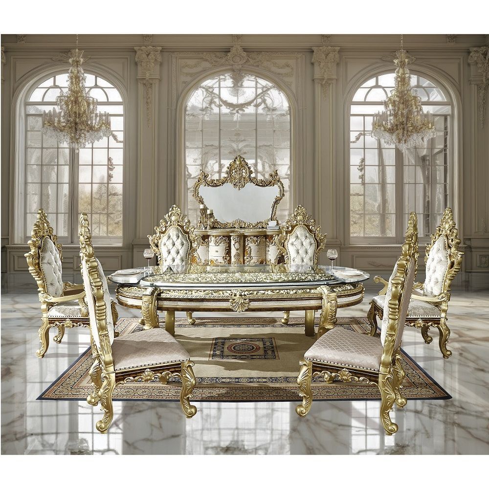 P2 DN60000 Orion 7-Piece Dining Set in Antique Gold - Inland